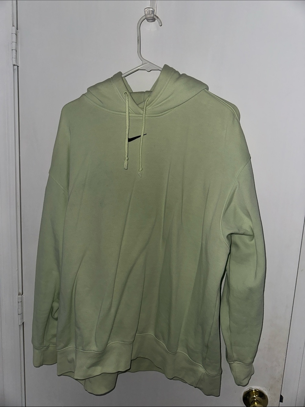 Nike women’s Sage Green Pullover Hoodie with Black Swoosh sz large